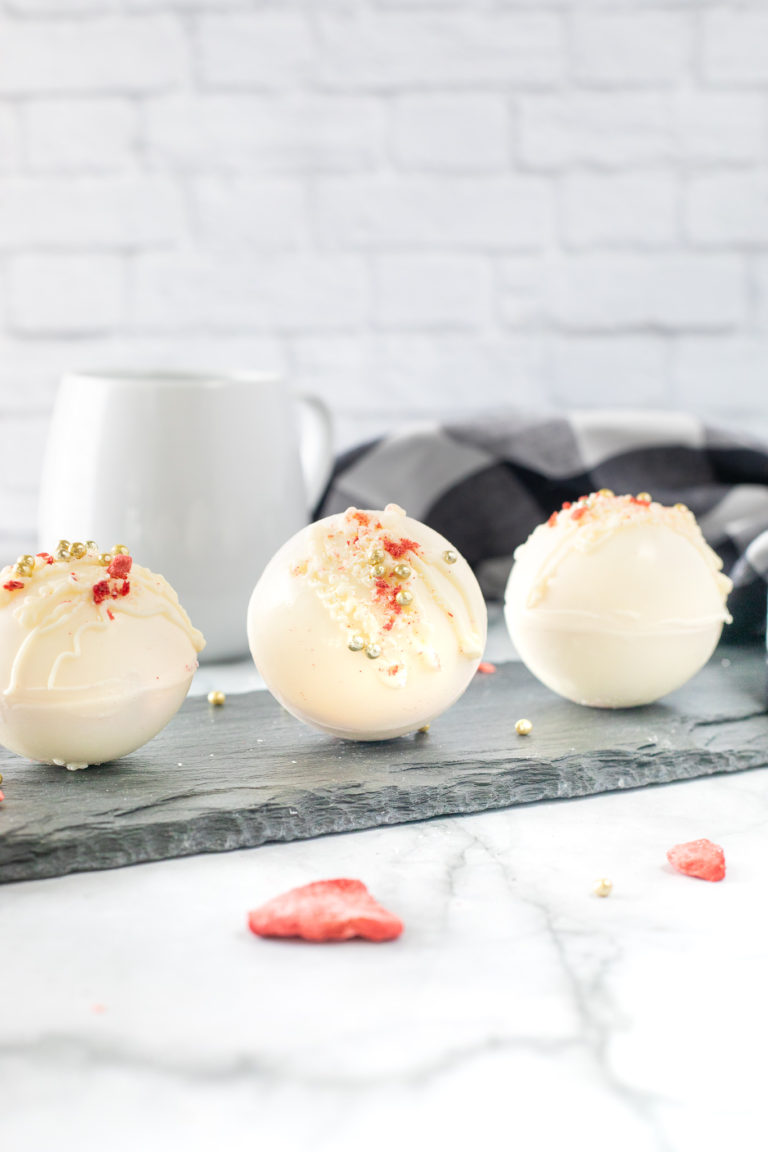 Strawberry White Chocolate Hot Cocoa Bombs - Thrive at Home
